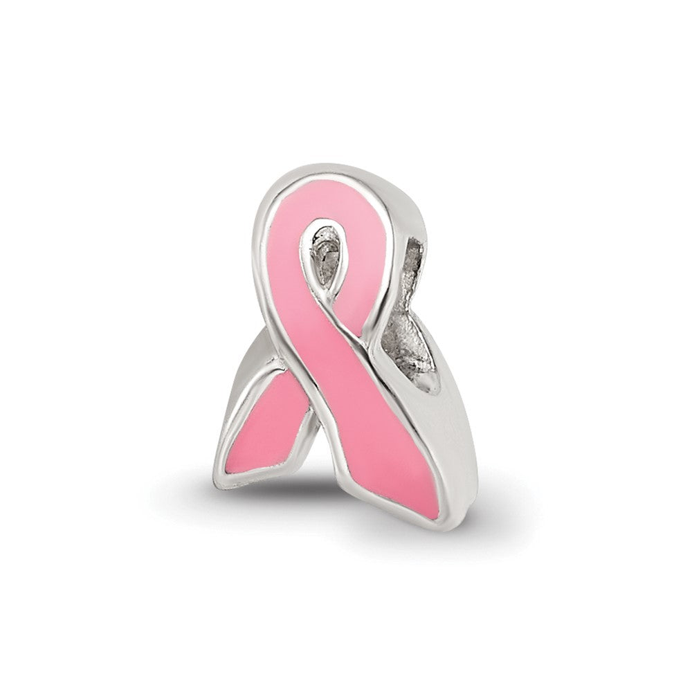 Sterling Silver Reflections Kids Enameled Breast Cancer Awareness Bead, 7.27 x 6.36 mm