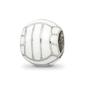 Sterling Silver Reflections Enameled Volleyball Bead, 9.09 x 8.18 mm