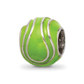 Sterling Silver Reflections Enameled Tennis Ball Bead, 9.09 x 8.18 mm
