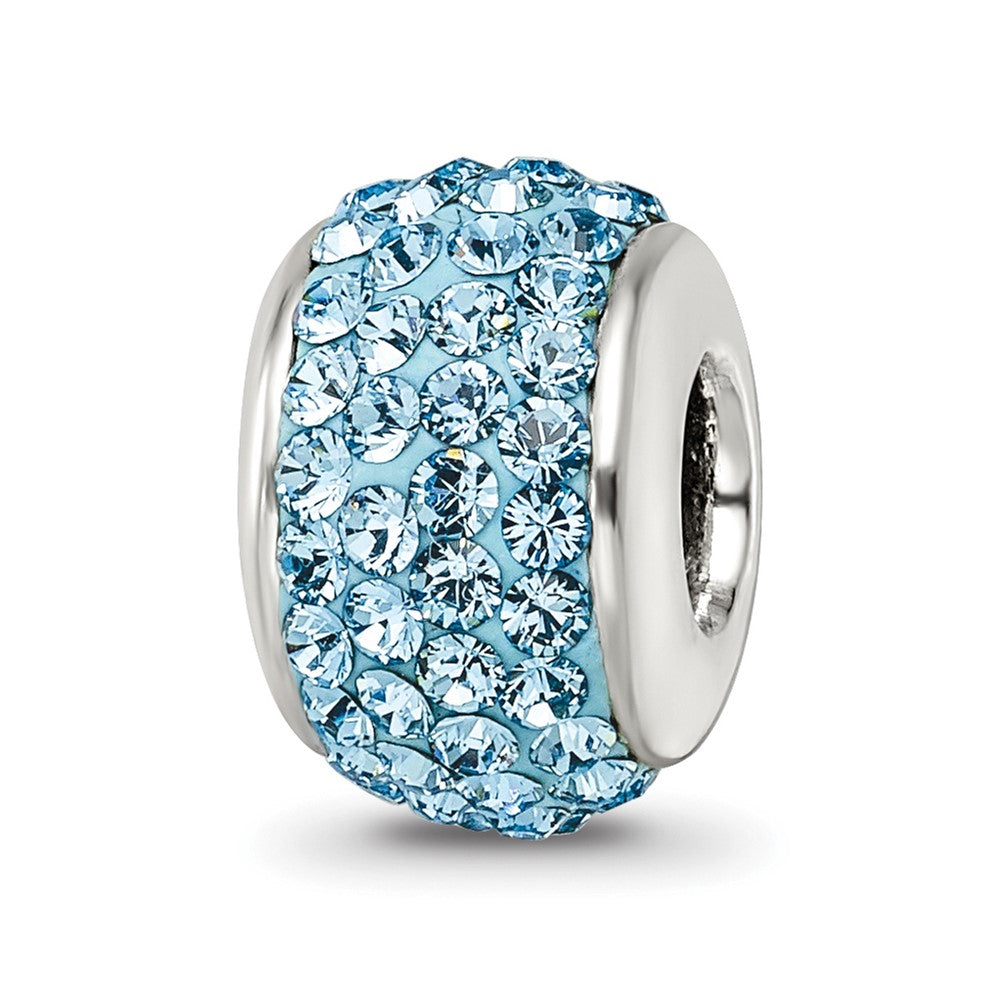 Sterling Silver Reflections Sky Blue Full Preciosa Crystal Bead, 12.73 x 8.18 mm