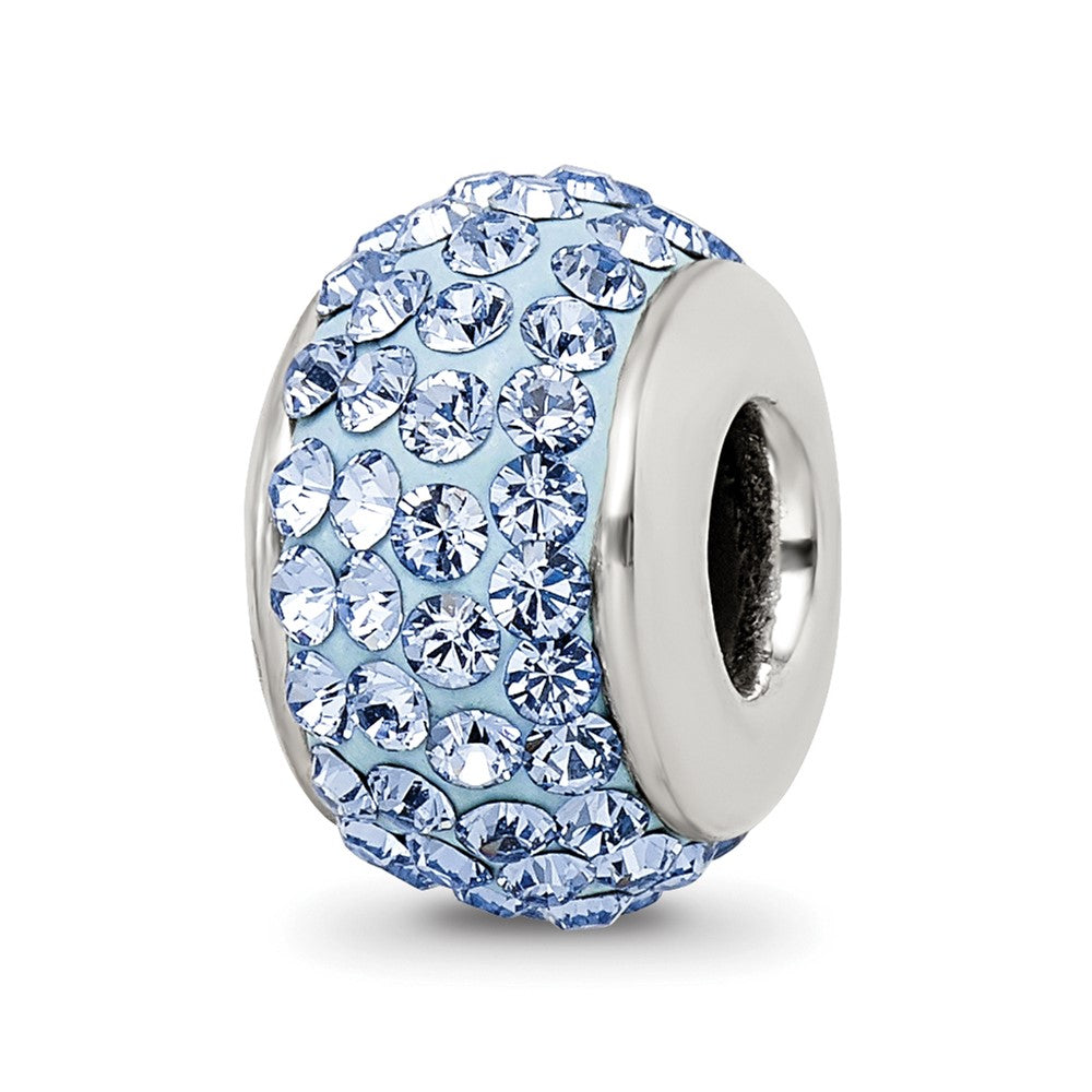 Sterling Silver Reflections Light Blue Full Preciosa Crystal Bead, 12.73 x 8.18 mm