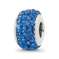 Sterling Silver Reflections Medium Blue Full Preciosa Crystal Bead, 12.73 x 8.18 mm