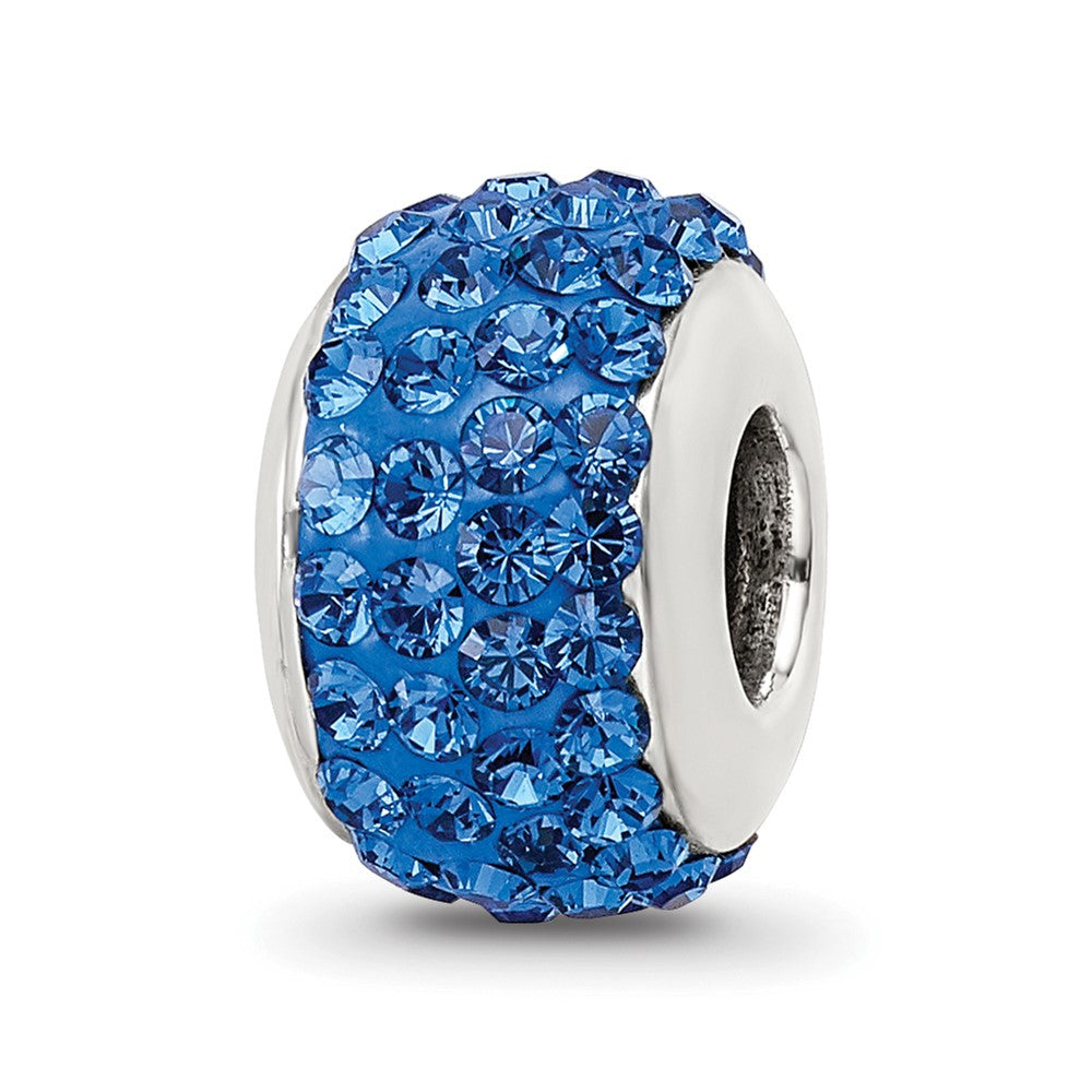 Sterling Silver Reflections Medium Blue Full Preciosa Crystal Bead, 12.73 x 8.18 mm