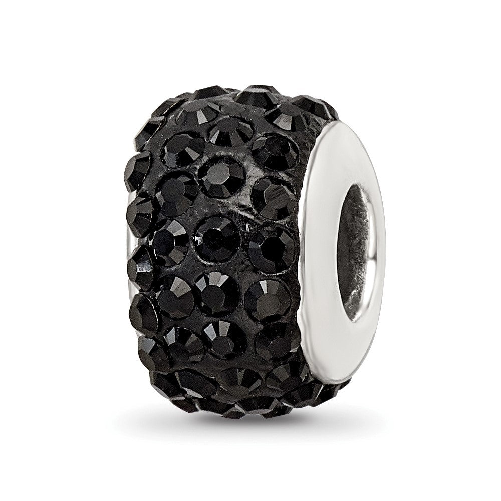 Sterling Silver Reflections Black Full Preciosa Crystal Bead, 12.73 x 8.18 mm