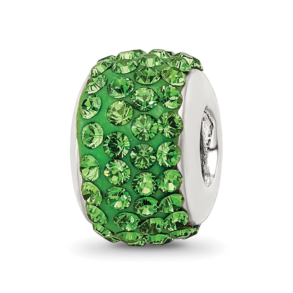 Sterling Silver Reflections Green Full Preciosa Crystal Bead, 12.73 x 8.18 mm