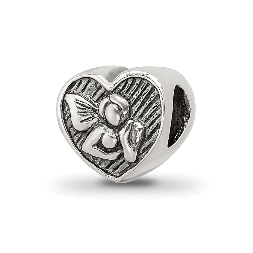 Sterling Silver Reflections Angel Heart Bead, 7.27 x 8.18 mm