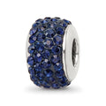 Sterling Silver Reflections Dark Blue/Navy Full Preciosa Crystal Bead, 10.91 x 4.55 mm
