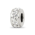 Sterling Silver Reflections Double Row White Preciosa Crystal Bead, 10.91 x 4.55 mm