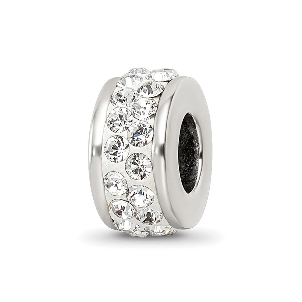 Sterling Silver Reflections Double Row White Preciosa Crystal Bead, 10.91 x 4.55 mm