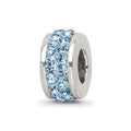 Sterling Silver Reflections Sky Blue Double Row Preciosa Crystal Bead, 10.91 x 4.55 mm