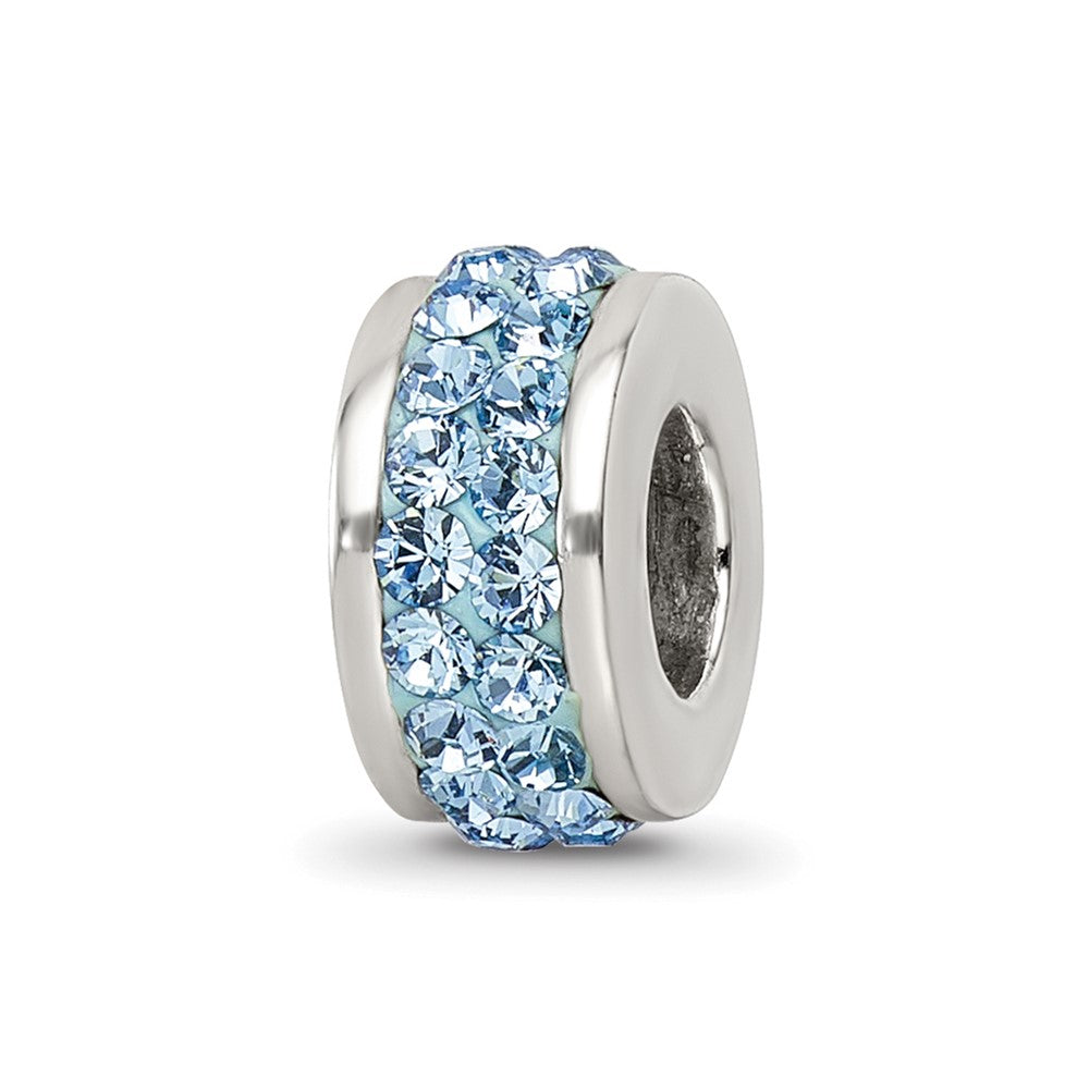 Sterling Silver Reflections Sky Blue Double Row Preciosa Crystal Bead, 10.91 x 4.55 mm