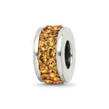 Sterling Silver Reflections Orange Double Row Preciosa Crystal Bead, 10.91 x 4.55 mm