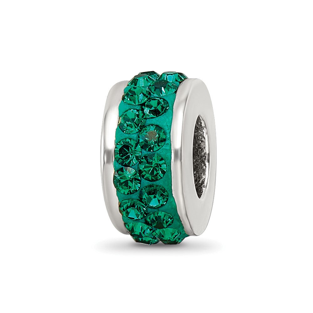 Sterling Silver Reflections Green Double Row Preciosa Crystal Bead, 10.91 x 4.55 mm, 1.44 g - ID5S9QRS20068L7