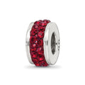 Sterling Silver Reflections Dark Maroon Double Row Preciosa Crystal Bead, 10.91 x 4.55 mm