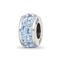 Sterling Silver Reflections Light Blue Double Row Preciosa Crystal Bead, 10.91 x 4.55 mm
