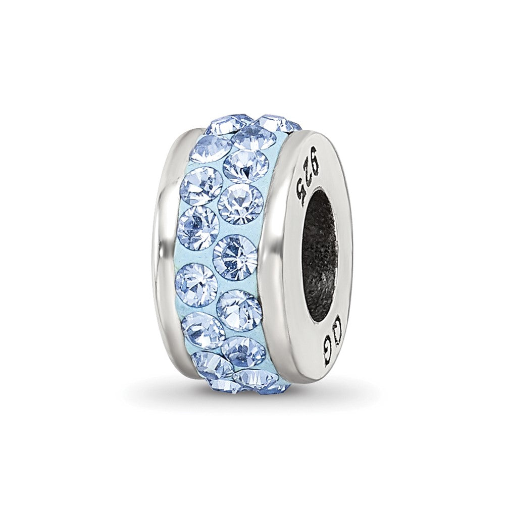 Sterling Silver Reflections Light Blue Double Row Preciosa Crystal Bead, 10.91 x 4.55 mm