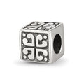 Sterling Silver Reflections Heart Cube Bead, 7.27 x 7.27 mm