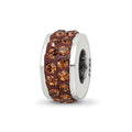 Sterling Silver Reflections Brown Double Row Preciosa Crystal Bead, 10.91 x 4.55 mm