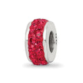 Sterling Silver Reflections Red Double Row Preciosa Crystal Bead, 10.91 x 4.55 mm