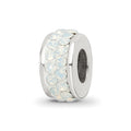 Sterling Silver Reflections Cream Double Row Preciosa Crystal Bead, 10.91 x 4.55 mm