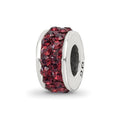 Sterling Silver Reflections Crimson Double Row Preciosa Crystal Bead, 10.91 x 4.55 mm