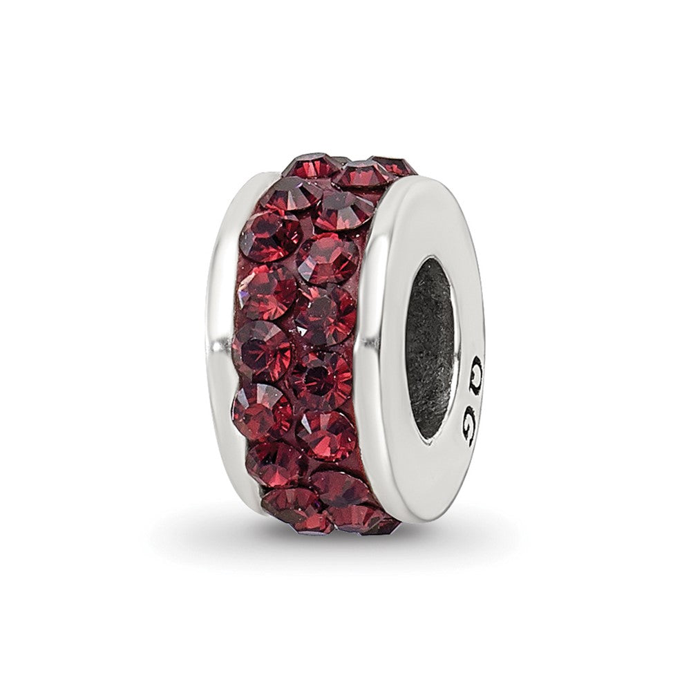 Sterling Silver Reflections Crimson Double Row Preciosa Crystal Bead, 10.91 x 4.55 mm