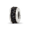 Sterling Silver Reflections Black Double Row Preciosa Crystal Bead, 10.91 x 4.55 mm