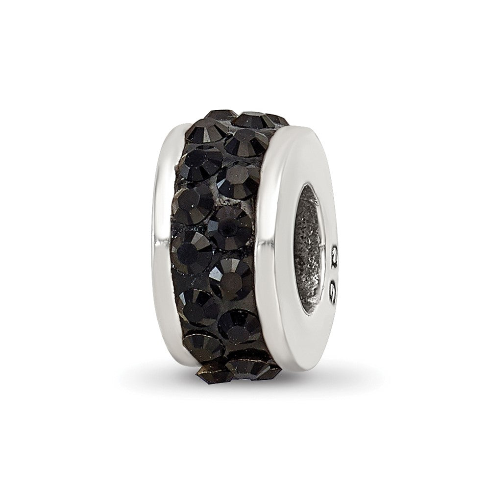 Sterling Silver Reflections Black Double Row Preciosa Crystal Bead, 10.91 x 4.55 mm
