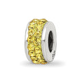 Sterling Silver Reflections Yellow Double Row Preciosa Crystal Bead, 10.91 x 4.55 mm