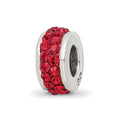 Sterling Silver Reflections Scarlet Double Row Preciosa Crystal Bead, 10.91 x 4.55 mm