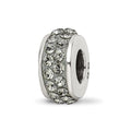 Sterling Silver Reflections Silver/Grey Double Row Preciosa Crystal Bead, 10.91 x 4.55 mm