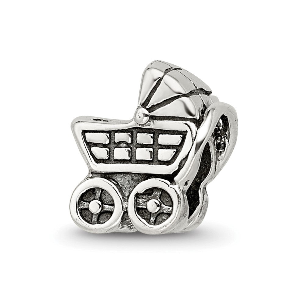 Sterling Silver Reflections Baby Carriage Bead, 11.82 x 8.18 mm
