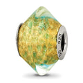 Sterling Silver Reflections Yellow/Teal Italian Murano Glass Bead, 14.55 x 11.82 mm