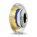 Sterling Silver Reflections Blue/Gold/Silver Italian Murano Bead, 13.64 x 7.27 mm
