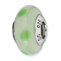 Sterling Silver Reflections Lt Green w/Green Dots Italian Murano Bead, 12.73 x 7.27 mm