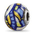 Sterling Silver Reflections Multicolor w/Glitter Overlay Glass Bead, 12.73 x 10 mm