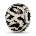 Sterling Silver Reflections White & Black w/Glitter Overlay Glass Bead, 12.73 x 10 mm