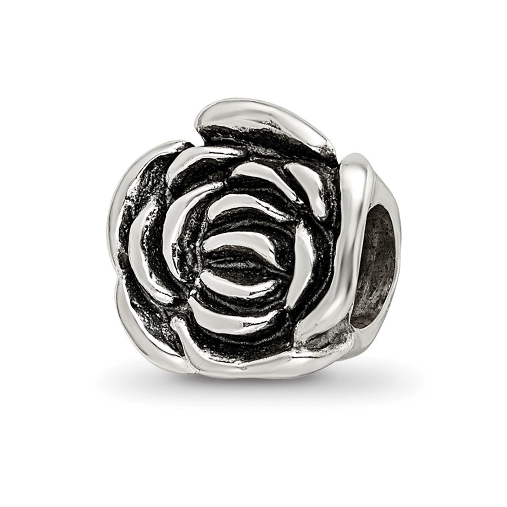Sterling Silver Reflections Rose Floral Bead, 9.09 x 9.09 mm
