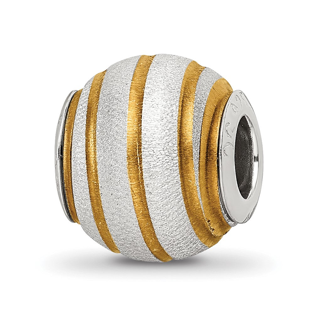 Sterling Silver Reflections Gold-plated Laser Cut Bead, 10.91 x 10 mm, 1.62 g