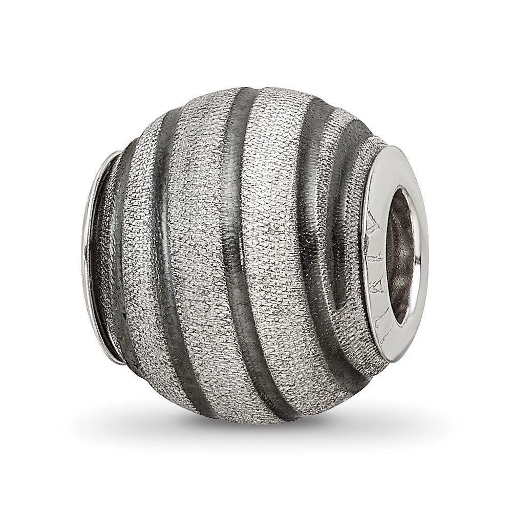 Sterling Silver Reflections Grey Laser Cut Bead, 10.91 x 10 mm, 1.62 g