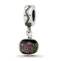 Sterling Silver Purple Dichroic Glass Dangle Reflections Bead, 20.91 x 7.27 mm