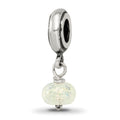 Sterling Silver Reflections Yellow Dichroic Glass Dangle Bead, 19.09 x 7.27 mm