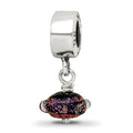 Sterling Silver Reflections Purple Dichroic Glass Dangle Bead, 20 x 10 mm
