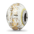Sterling Silver Reflections White w/Gold Foil Ceramic Bead, 12.73 x 9.09 mm
