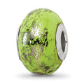 Sterling Silver Reflections Green w/Platinum Foil Ceramic Bead, 12.73 x 9.09 mm