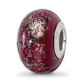 Sterling Silver Reflections Dark Red w/Platinum Foil Ceramic Bead, 12.73 x 9.09 mm