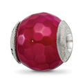 Sterling Silver Reflections Fuchsia Cracked Agate with Shell Stone Bead, 13.64 x 13.64 mm