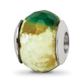 Sterling Silver Reflections Green Cracked Agate w/Shell Stone Bead, 12.73 x 10.91 mm