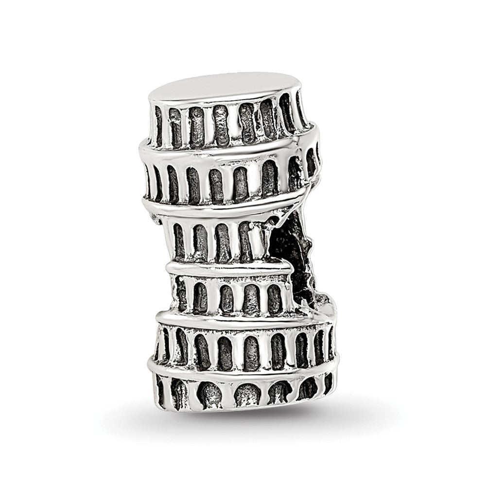 Sterling Silver Reflections Leaning Tower of Pisa Bead, 11.82 x 6.36 mm