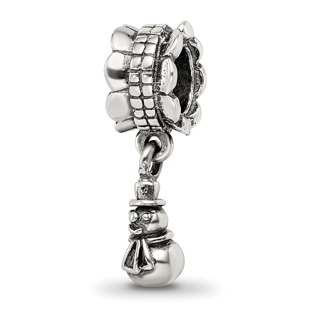Sterling Silver Reflections Snowman Dangle Bead, 17.27 x 5.45 mm